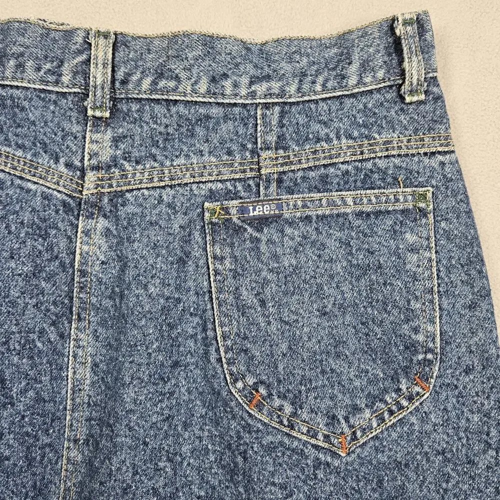 Vintage Lee Denim Skirt Womens Sz 16 Blue 80s Union Made Pleated Modest Prairie